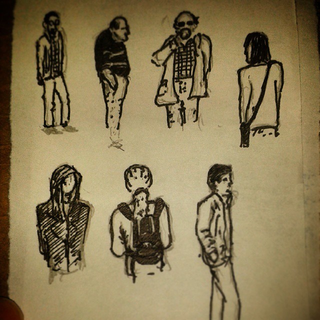 74/365 Various people on Whiteladies Road. Pencil and V-ball. Notebook: as-yet-still-untitled https://instagram.com/p/uOSs5mny2C/