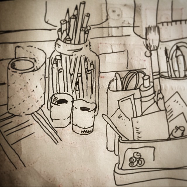 80/365 Work (actual) desktop, the bit inbetween the screens anyway. Drawn badly over a two day period whilst test rendering frames. V-ball Notebook: Ethel https://instagram.com/p/23xiEOny-4/