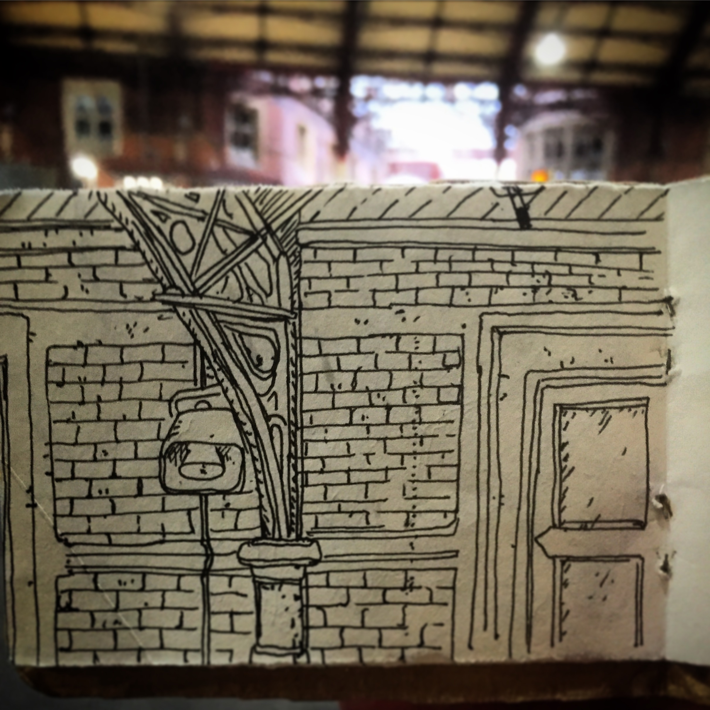 124/365 Architectural detail, Bristol Temple Meads Railway Station. Waiting on Platform 5, sllightly hungover. There is no Platform 14. 15 mins V-ball Notebook: Artemis