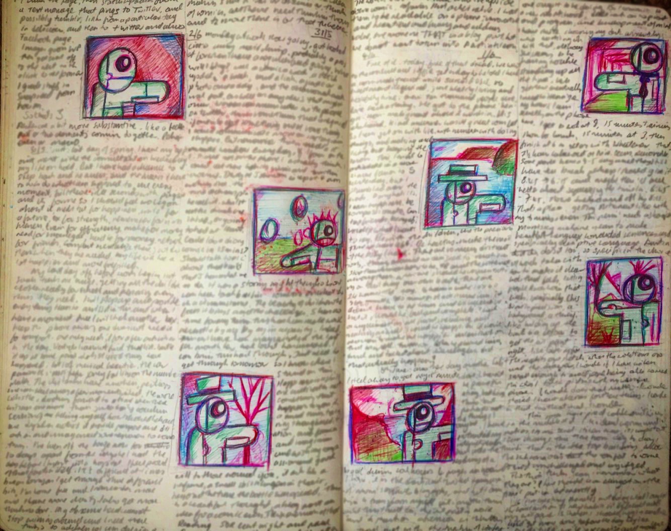 Notebook Ethel, Spread Thirty-One. Garbage writing, short stories and illustrations. 👹 ✍️ 📓