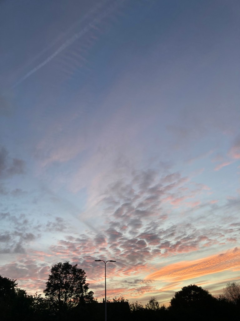 Red and blue clouds soon after sun down. 
